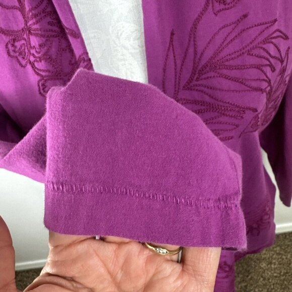 The Territory Ahead Women's M Open Jersey Knit Cardigan Fuchsia Embroidered - Picture 6 of 13